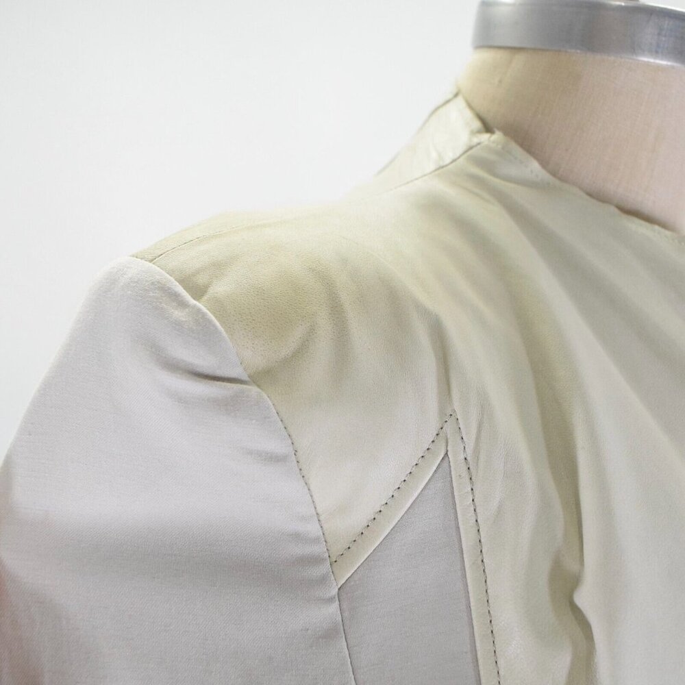Helmut Lang Light Gray Draped Leather Blazer - Picture 8 of 13